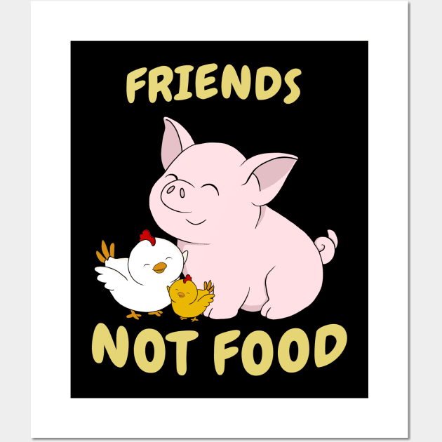 Go Vegan Cute Pig And Chicken 6 Wall Art by valentinahramov